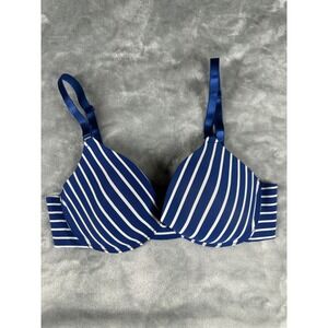 Prima Valentina Bra Womens 34B Blue Striped LY88073 Underwire Padded Intimates